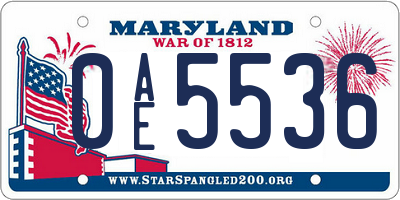 MD license plate 0AE5536