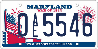 MD license plate 0AE5546
