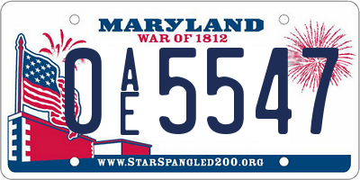 MD license plate 0AE5547