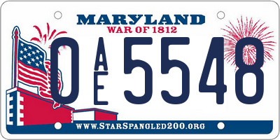 MD license plate 0AE5548