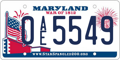 MD license plate 0AE5549
