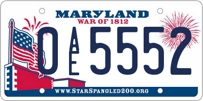 MD license plate 0AE5552