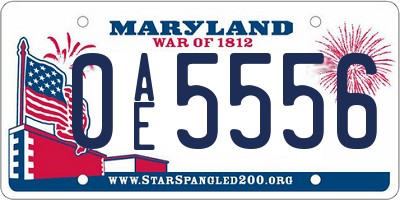 MD license plate 0AE5556