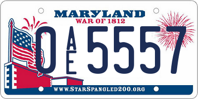 MD license plate 0AE5557