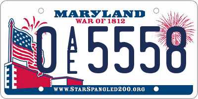 MD license plate 0AE5558