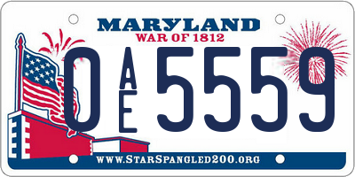 MD license plate 0AE5559