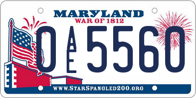 MD license plate 0AE5560