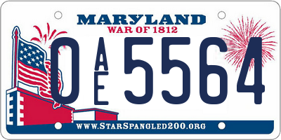 MD license plate 0AE5564