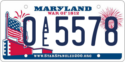 MD license plate 0AE5578