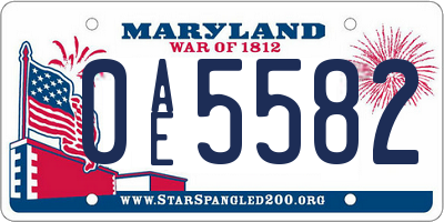 MD license plate 0AE5582