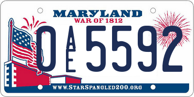 MD license plate 0AE5592