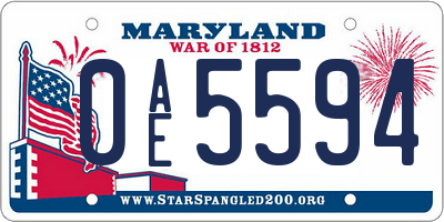 MD license plate 0AE5594
