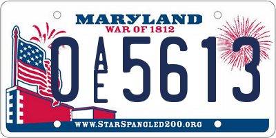 MD license plate 0AE5613