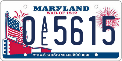 MD license plate 0AE5615