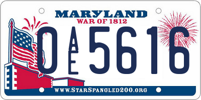 MD license plate 0AE5616