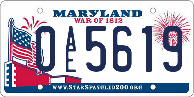 MD license plate 0AE5619