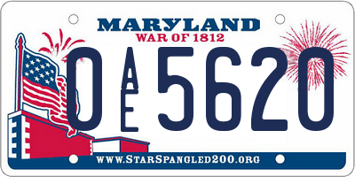 MD license plate 0AE5620