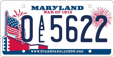 MD license plate 0AE5622