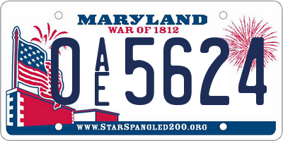 MD license plate 0AE5624
