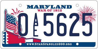 MD license plate 0AE5625