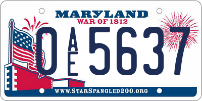 MD license plate 0AE5637