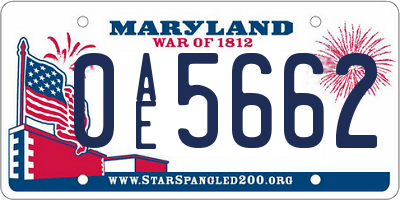 MD license plate 0AE5662