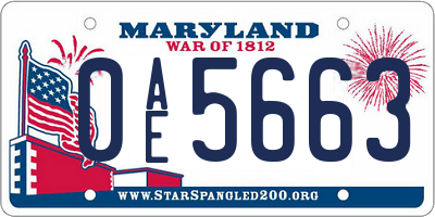 MD license plate 0AE5663