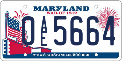 MD license plate 0AE5664