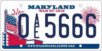 MD license plate 0AE5666