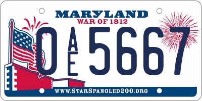 MD license plate 0AE5667