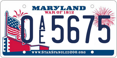 MD license plate 0AE5675