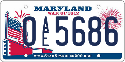 MD license plate 0AE5686
