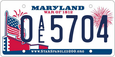 MD license plate 0AE5704