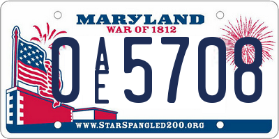 MD license plate 0AE5708
