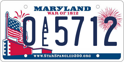 MD license plate 0AE5712