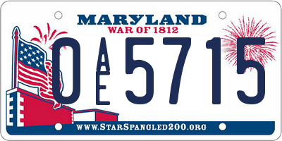MD license plate 0AE5715