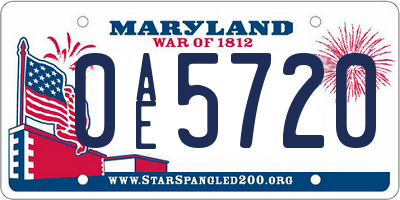 MD license plate 0AE5720