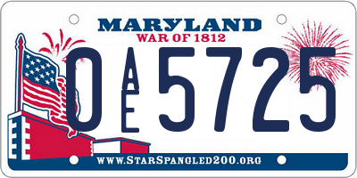MD license plate 0AE5725