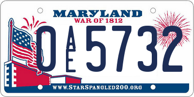 MD license plate 0AE5732