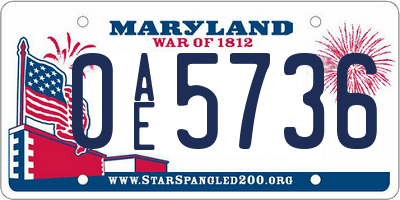 MD license plate 0AE5736