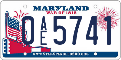 MD license plate 0AE5741