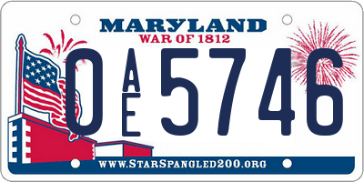 MD license plate 0AE5746