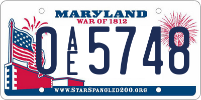 MD license plate 0AE5748