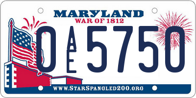 MD license plate 0AE5750