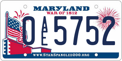 MD license plate 0AE5752