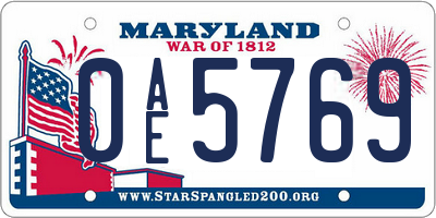 MD license plate 0AE5769