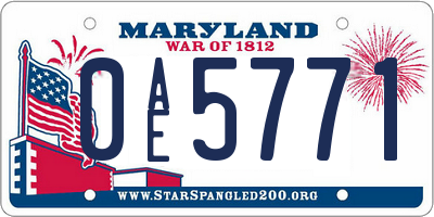 MD license plate 0AE5771