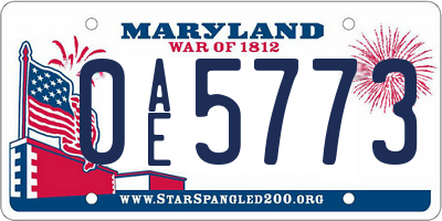 MD license plate 0AE5773