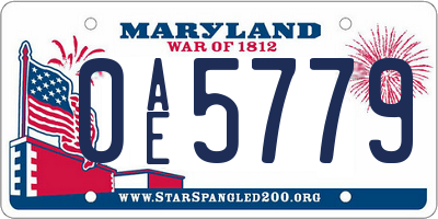 MD license plate 0AE5779