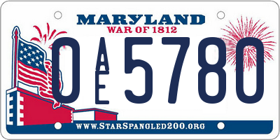 MD license plate 0AE5780